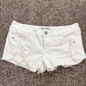 Express Women's White Distressed Shorts